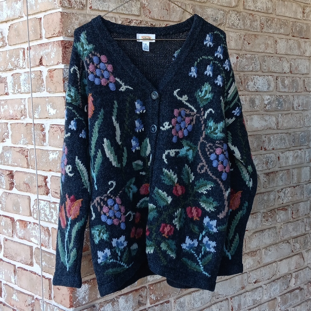 Talbots Floral Wool Cardigan